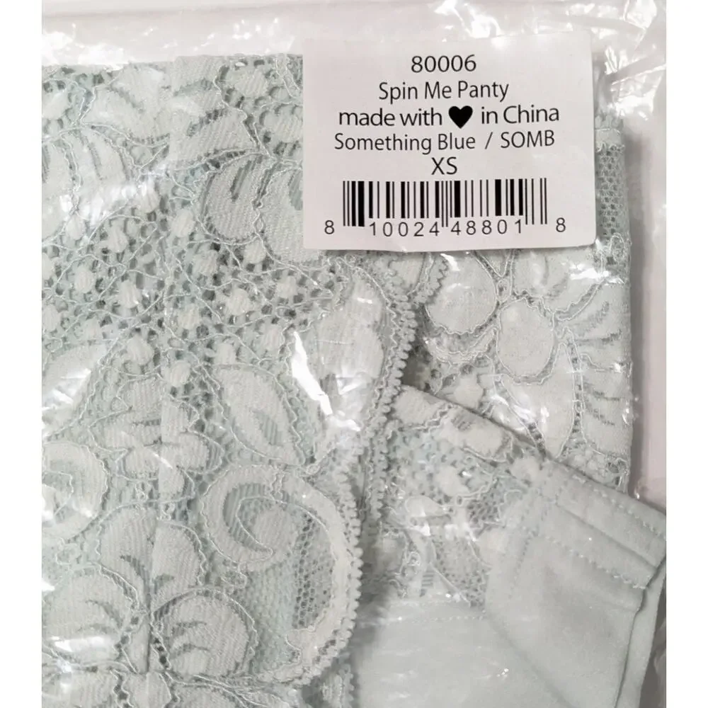 We Are Hah Spin Me Panty XS Lace Lingerie Something Blue‎ / Mint Green X-Small